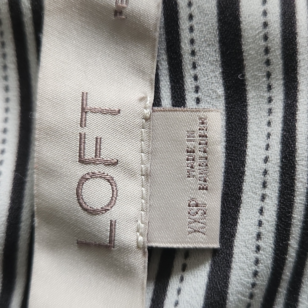 Loft, Woman's, Sz XXSP, 2 BL Stripes & Dashes; Short Sleeve w wh Circles - Picture 8 of 9
